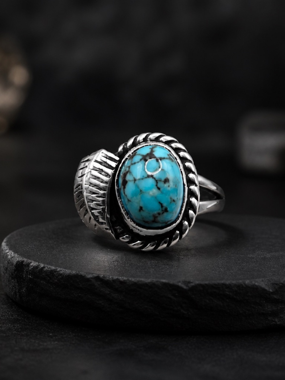 Size 4.5 Sterling Silver Turquoise Stone Ring